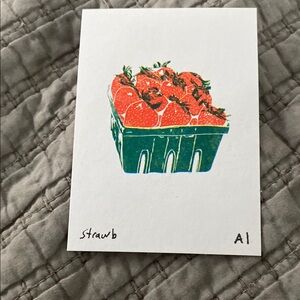 Red and Green Strawberry mini Art Print